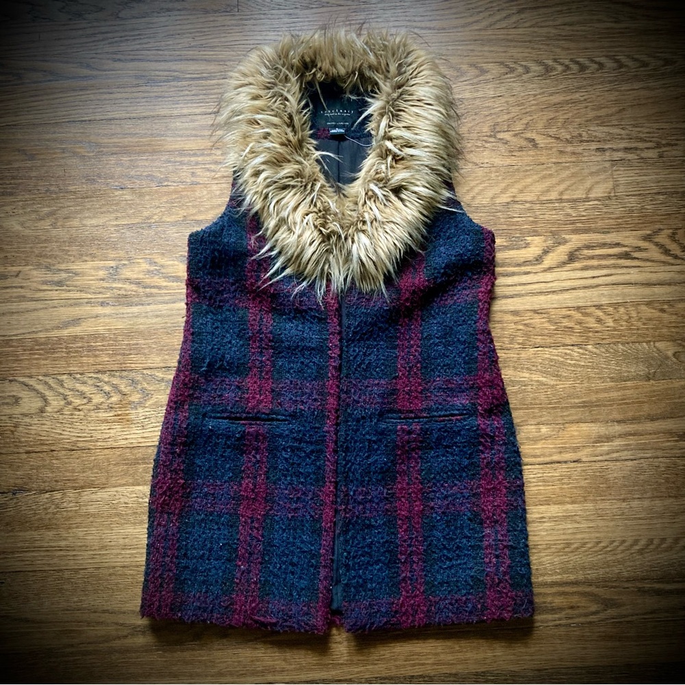 Anthropologie Sanctuary Vest with Removable Faux Fur Collar, Size Small